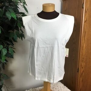 So white  XL shoulder pad sleeveless knit top NWT
